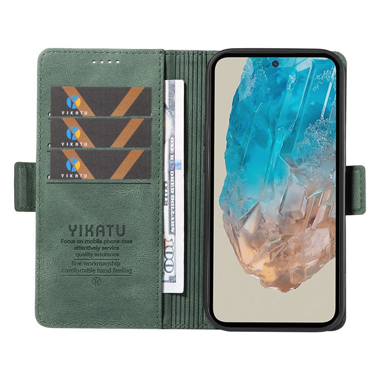 YIKATU YK-005 For Samsung Galaxy M35 5G Case PU Leather Wallet Phone Cover Skin Touch Feeling - Green