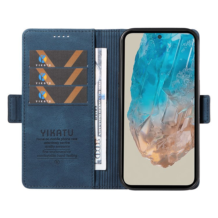 YIKATU YK-005 For Samsung Galaxy M35 5G Case PU Leather Wallet Phone Cover Skin Touch Feeling - Blue