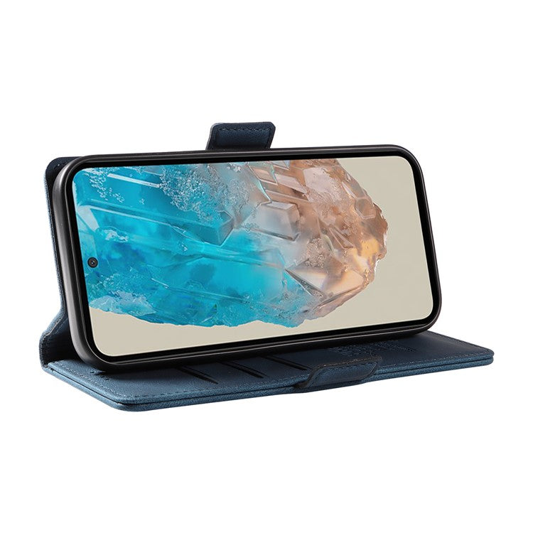 YIKATU YK-005 For Samsung Galaxy M35 5G Case PU Leather Wallet Phone Cover Skin Touch Feeling - Blue