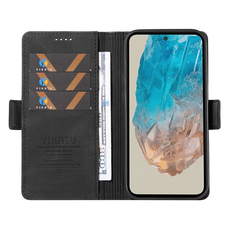 YIKATU YK-005 For Samsung Galaxy M35 5G Case PU Leather Wallet Phone Cover Skin Touch Feeling - Black