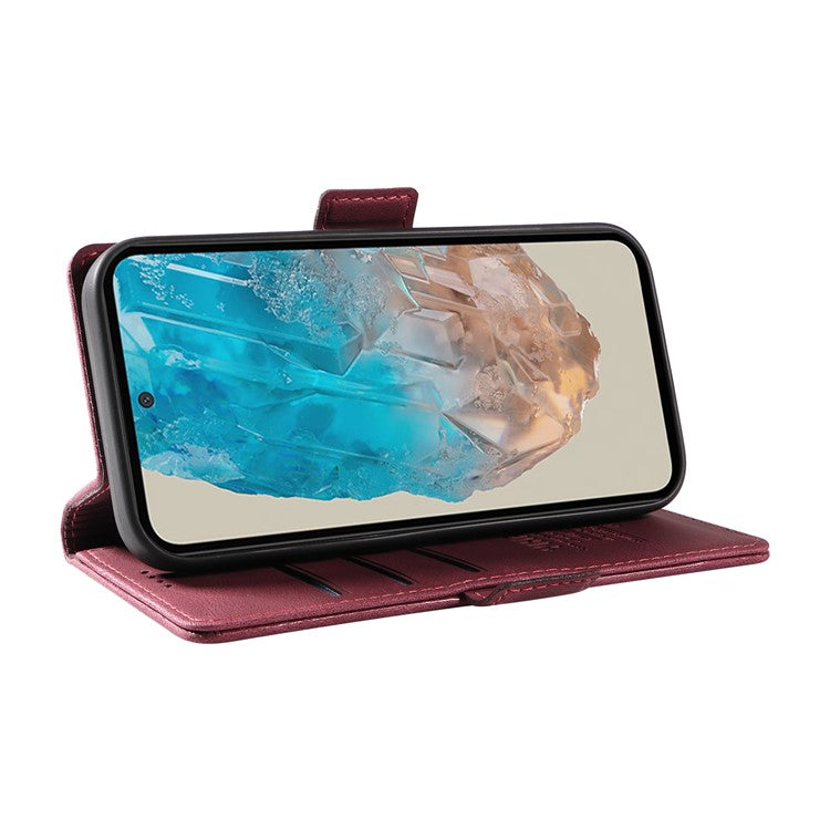 YIKATU YK-005 For Samsung Galaxy M35 5G Case PU Leather Wallet Phone Cover Skin Touch Feeling - Wine Red