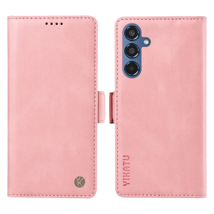 YIKATU YK-005 For Samsung Galaxy M35 5G Case PU Leather Wallet Phone Cover Skin Touch Feeling - Pink