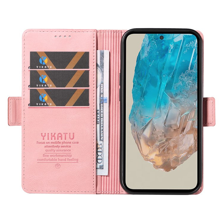 YIKATU YK-005 For Samsung Galaxy M35 5G Case PU Leather Wallet Phone Cover Skin Touch Feeling - Pink