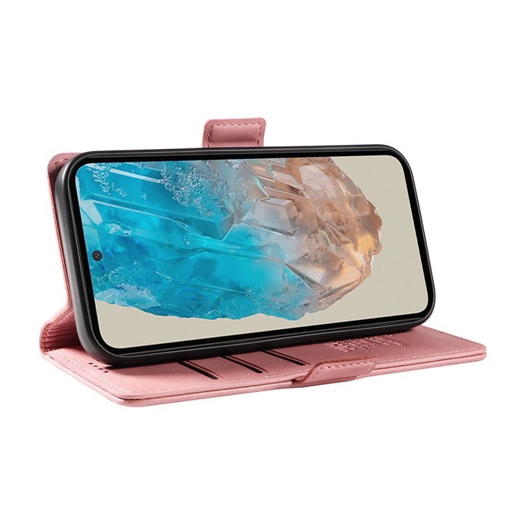 YIKATU YK-005 For Samsung Galaxy M35 5G Case PU Leather Wallet Phone Cover Skin Touch Feeling - Pink