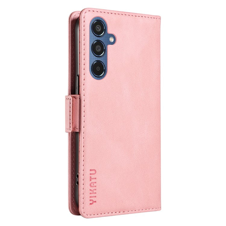 YIKATU YK-005 For Samsung Galaxy M35 5G Case PU Leather Wallet Phone Cover Skin Touch Feeling - Pink