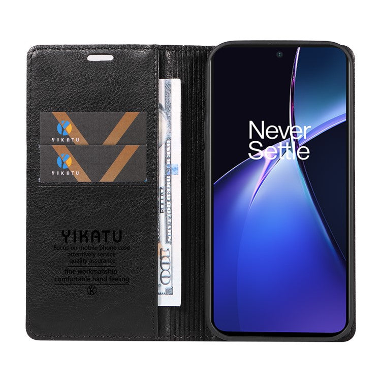 YIKATU YK-006 For OnePlus Nord CE4 Lite 5G / Oppo K12x 5G (China) Case Folio Magnetic Closure Leather Phone Cover - Black