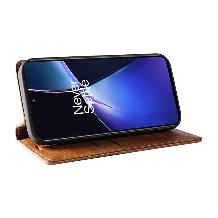 YIKATU YK-006 For OnePlus Nord CE4 Lite 5G / Oppo K12x 5G (China) Case Folio Magnetic Closure Leather Phone Cover - Brown
