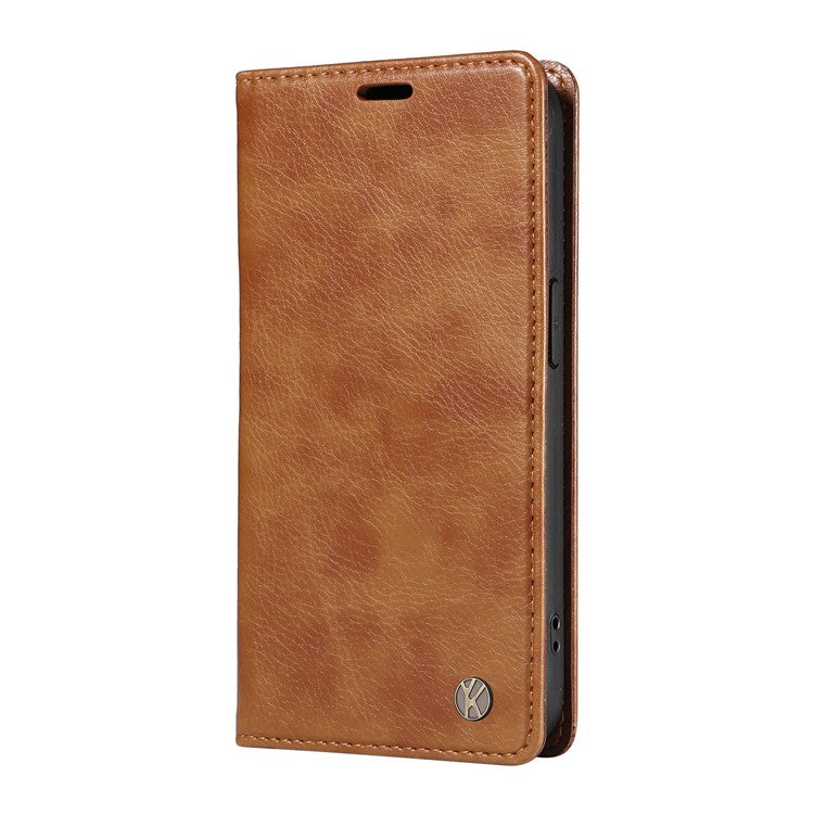 YIKATU YK-006 For OnePlus Nord CE4 Lite 5G / Oppo K12x 5G (China) Case Folio Magnetic Closure Leather Phone Cover - Brown