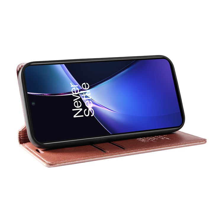 YIKATU YK-006 For OnePlus Nord CE4 Lite 5G / Oppo K12x 5G (China) Case Folio Magnetic Closure Leather Phone Cover - Rose Gold
