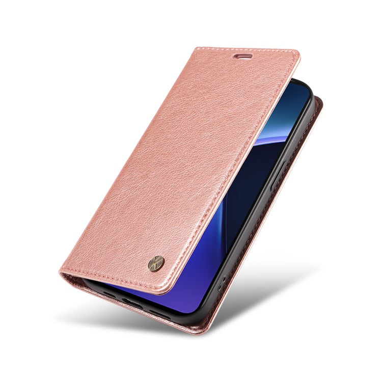 YIKATU YK-006 For OnePlus Nord CE4 Lite 5G / Oppo K12x 5G (China) Case Folio Magnetic Closure Leather Phone Cover - Rose Gold