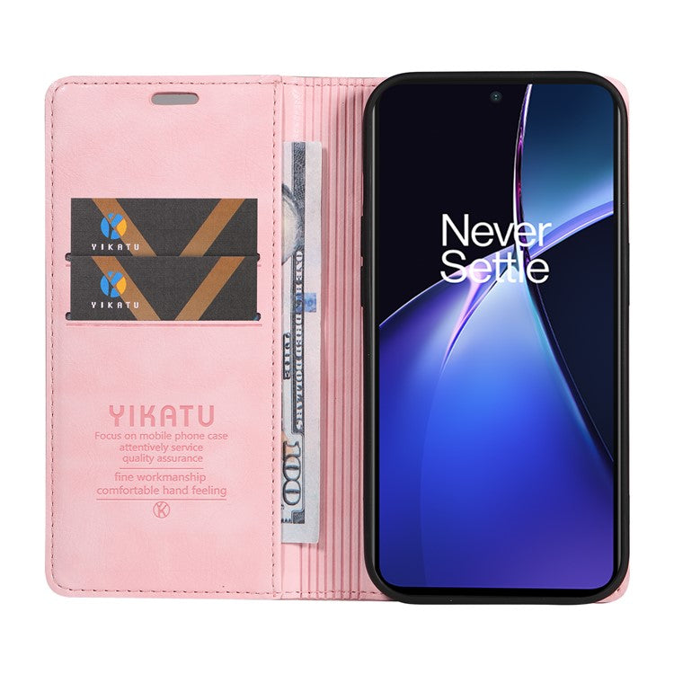 YIKATU YK-006 For OnePlus Nord CE4 Lite 5G / Oppo K12x 5G (China) Case Folio Magnetic Closure Leather Phone Cover - Pink