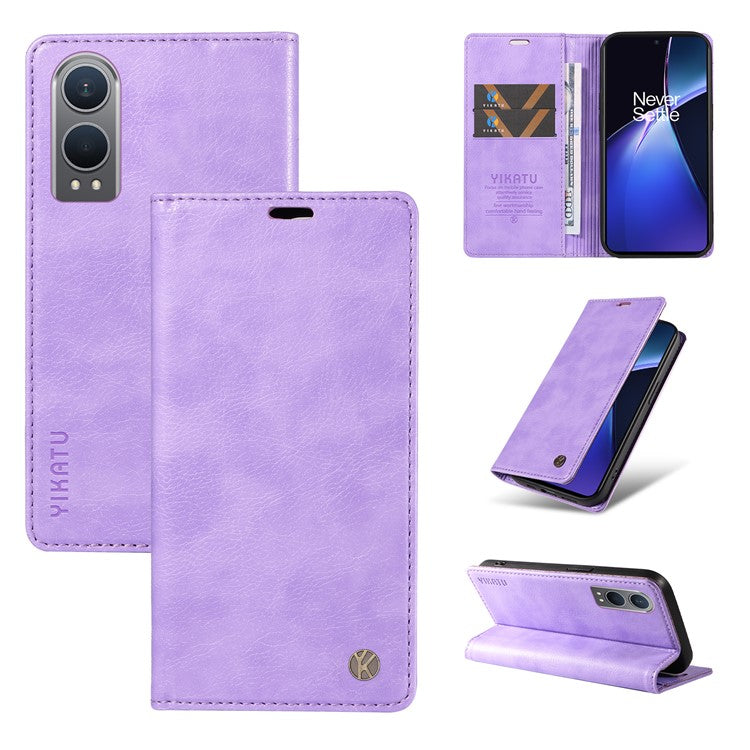 YIKATU YK-006 For OnePlus Nord CE4 Lite 5G / Oppo K12x 5G (China) Case Folio Magnetic Closure Leather Phone Cover - Purple