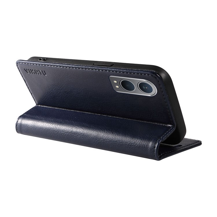 YIKATU YK-006 For OnePlus Nord CE4 Lite 5G / Oppo K12x 5G (China) Case Folio Magnetic Closure Leather Phone Cover - Navy Blue