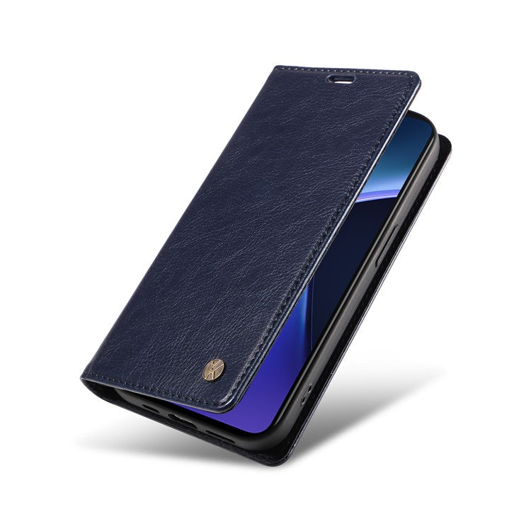 YIKATU YK-006 For OnePlus Nord CE4 Lite 5G / Oppo K12x 5G (China) Case Folio Magnetic Closure Leather Phone Cover - Navy Blue