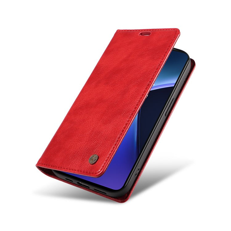 YIKATU YK-006 For OnePlus Nord CE4 Lite 5G / Oppo K12x 5G (China) Case Folio Magnetic Closure Leather Phone Cover - Red