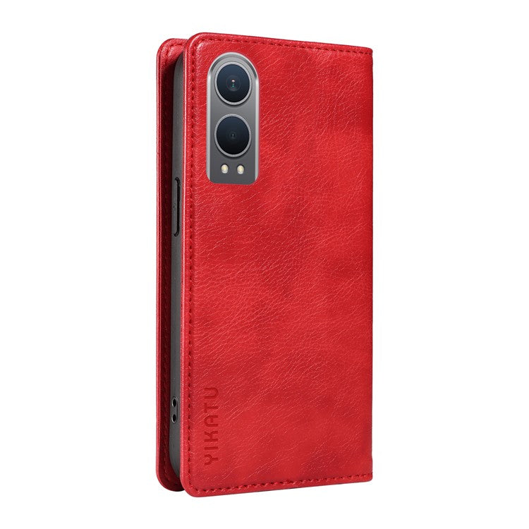 YIKATU YK-006 For OnePlus Nord CE4 Lite 5G / Oppo K12x 5G (China) Case Folio Magnetic Closure Leather Phone Cover - Red