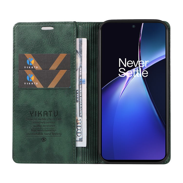 YIKATU YK-006 For OnePlus Nord CE4 Lite 5G / Oppo K12x 5G (China) Case Folio Magnetic Closure Leather Phone Cover - Green