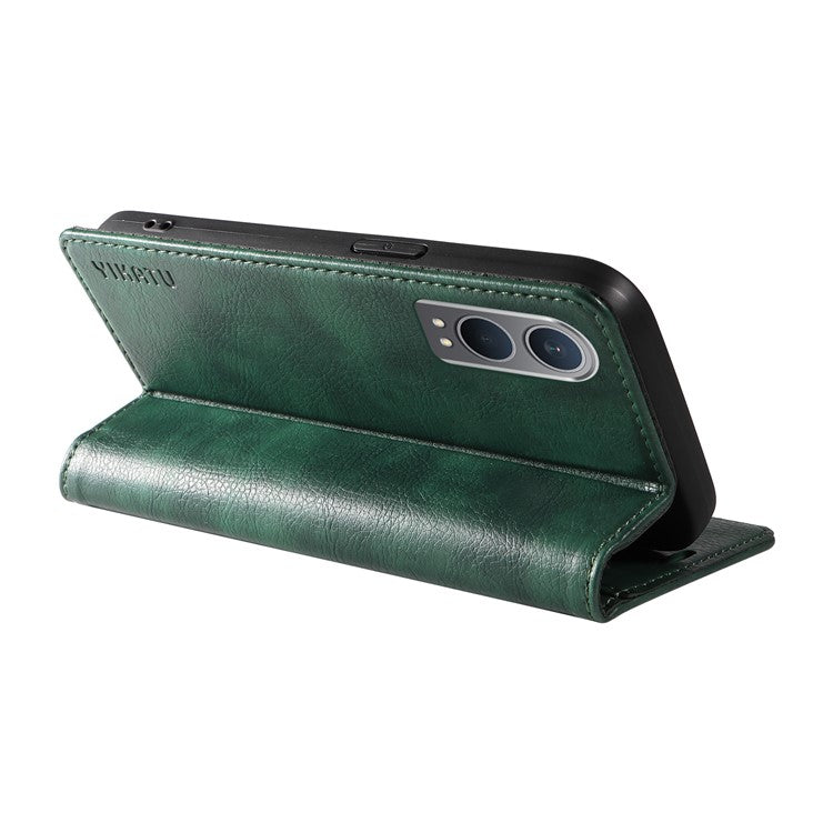 YIKATU YK-006 For OnePlus Nord CE4 Lite 5G / Oppo K12x 5G (China) Case Folio Magnetic Closure Leather Phone Cover - Green