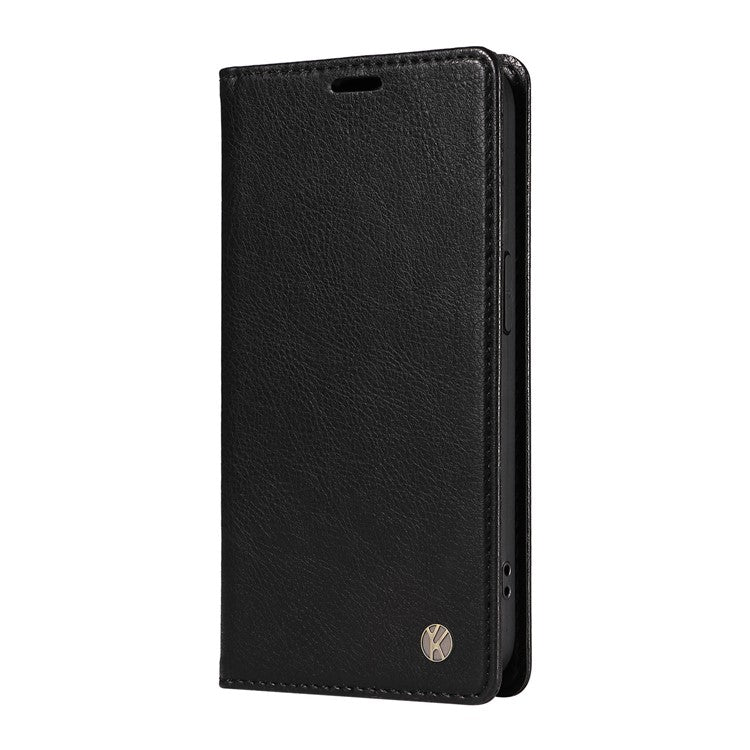 YIKATU YK-006 For Oppo Reno12 F 4G Case Wallet Litchi Grain Leather Phone Cover Magnetic Auto-absorbed - Black