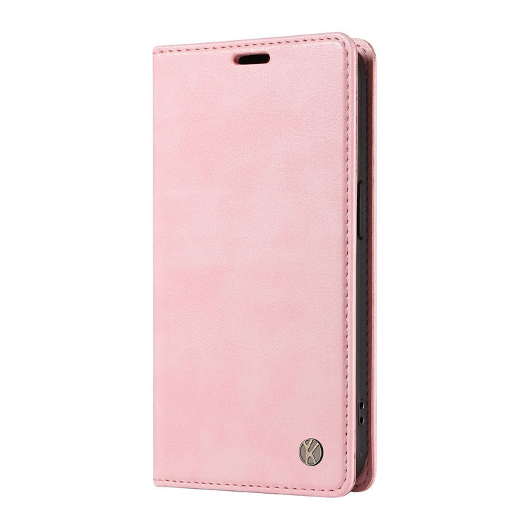 YIKATU YK-006 For Oppo Reno12 F 4G Case Wallet Litchi Grain Leather Phone Cover Magnetic Auto-absorbed - Pink