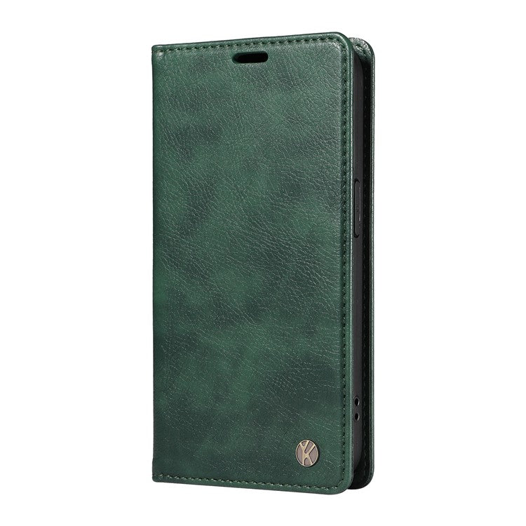 YIKATU YK-006 For Oppo Reno12 F 4G Case Wallet Litchi Grain Leather Phone Cover Magnetic Auto-absorbed - Green