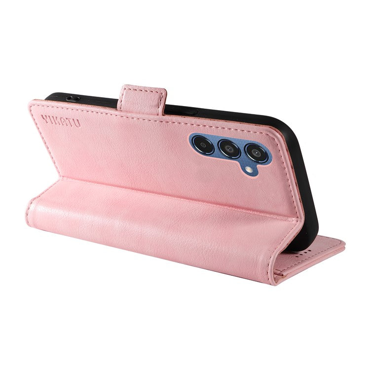 YIKATU YK-007 For Samsung Galaxy M35 5G Case Card Holder Litchi Texture Leather Phone Cover - Pink