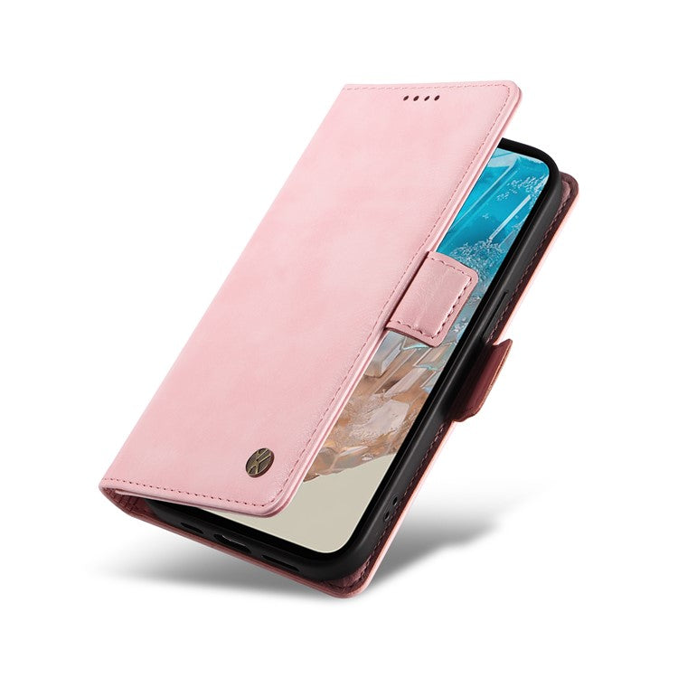 YIKATU YK-007 For Samsung Galaxy M35 5G Case Card Holder Litchi Texture Leather Phone Cover - Pink
