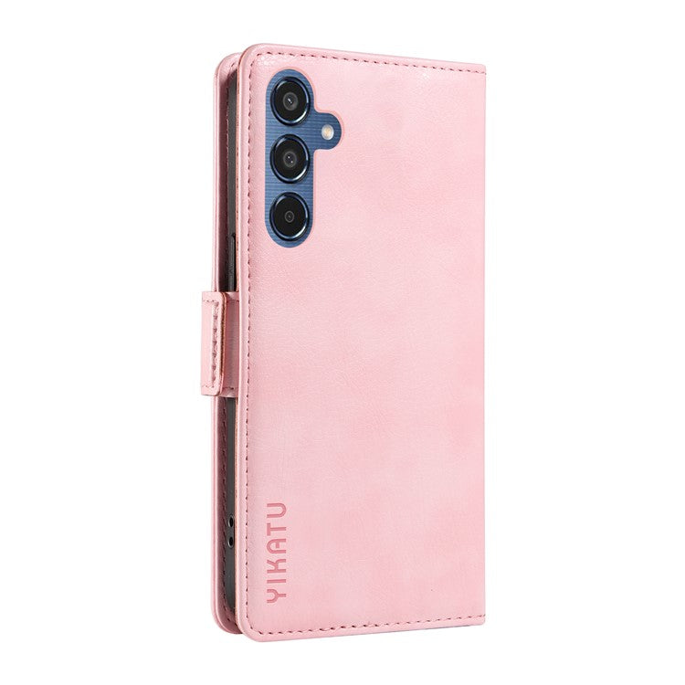 YIKATU YK-007 For Samsung Galaxy M35 5G Case Card Holder Litchi Texture Leather Phone Cover - Pink