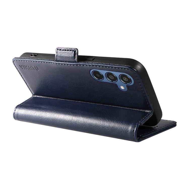 YIKATU YK-007 For Samsung Galaxy M35 5G Case Card Holder Litchi Texture Leather Phone Cover - Navy Blue