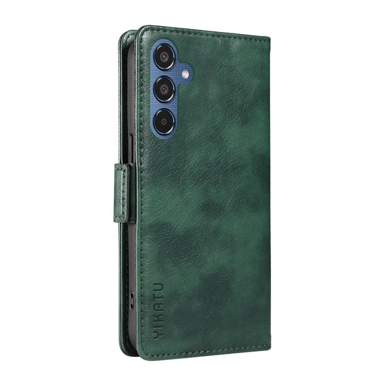 YIKATU YK-007 For Samsung Galaxy M35 5G Case Card Holder Litchi Texture Leather Phone Cover - Green