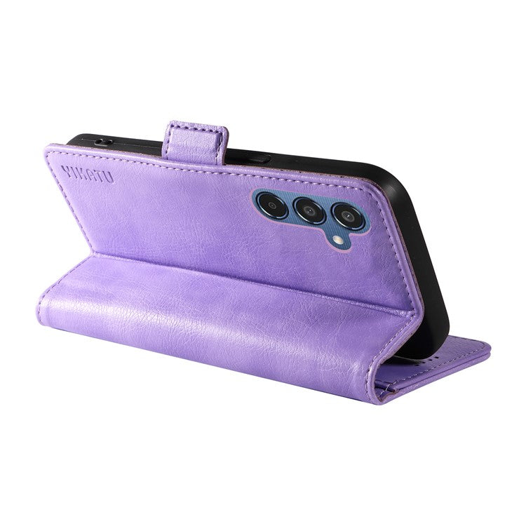 YIKATU YK-007 For Samsung Galaxy M35 5G Case Card Holder Litchi Texture Leather Phone Cover - Purple