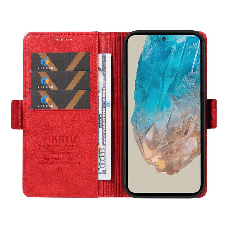YIKATU YK-007 For Samsung Galaxy M35 5G Case Card Holder Litchi Texture Leather Phone Cover - Red