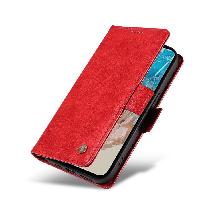 YIKATU YK-007 For Samsung Galaxy M35 5G Case Card Holder Litchi Texture Leather Phone Cover - Red