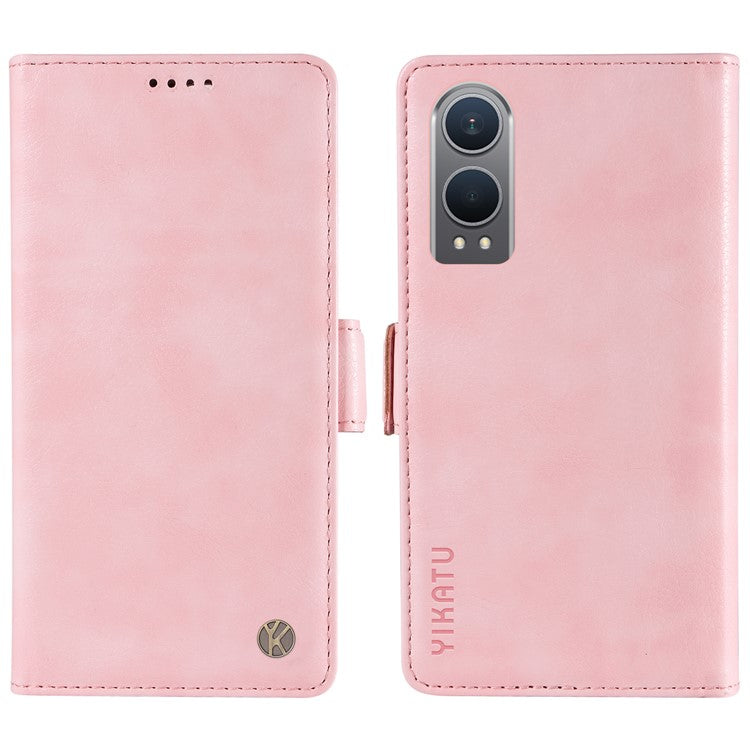 YIKATU YK-007 For OnePlus Nord CE4 Lite 5G / Oppo K12x 5G (China) Wallet Case Litchi Grain Leather Phone Protective Cover - Pink