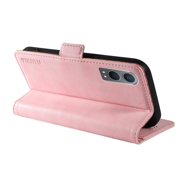 YIKATU YK-007 For OnePlus Nord CE4 Lite 5G / Oppo K12x 5G (China) Wallet Case Litchi Grain Leather Phone Protective Cover - Pink