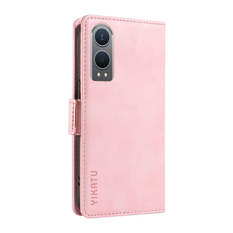 YIKATU YK-007 For OnePlus Nord CE4 Lite 5G / Oppo K12x 5G (China) Wallet Case Litchi Grain Leather Phone Protective Cover - Pink