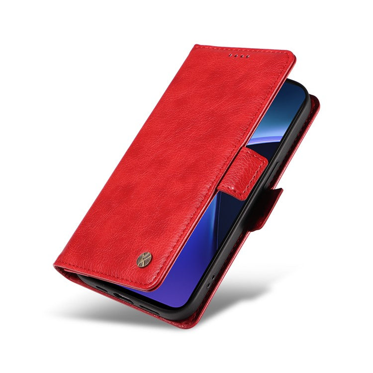 YIKATU YK-007 For OnePlus Nord CE4 Lite 5G / Oppo K12x 5G (China) Wallet Case Litchi Grain Leather Phone Protective Cover - Red