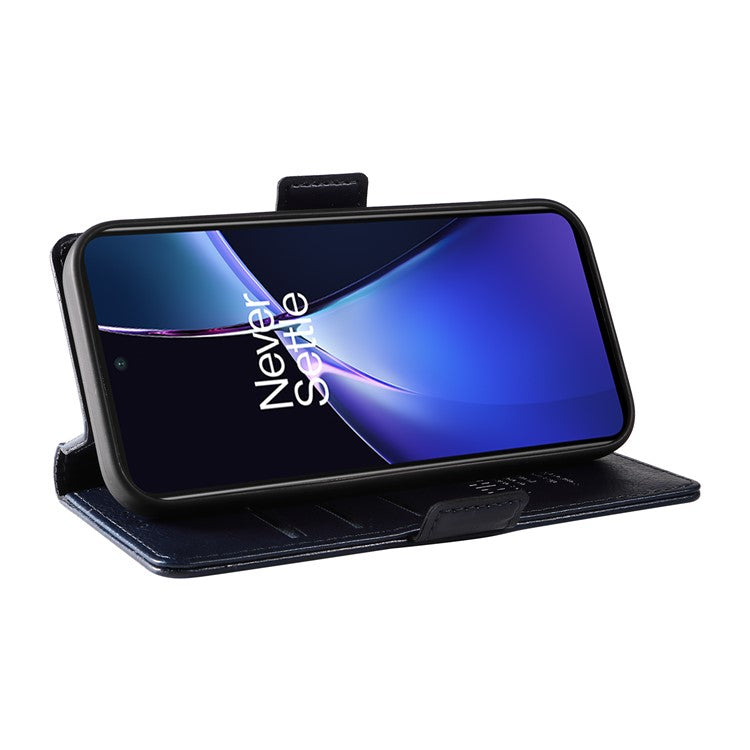 YIKATU YK-007 For OnePlus Nord CE4 Lite 5G / Oppo K12x 5G (China) Wallet Case Litchi Grain Leather Phone Protective Cover - Navy Blue