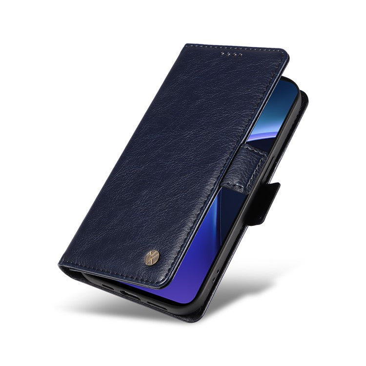 YIKATU YK-007 For OnePlus Nord CE4 Lite 5G / Oppo K12x 5G (China) Wallet Case Litchi Grain Leather Phone Protective Cover - Navy Blue