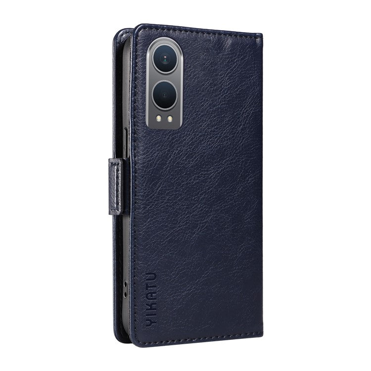 YIKATU YK-007 For OnePlus Nord CE4 Lite 5G / Oppo K12x 5G (China) Wallet Case Litchi Grain Leather Phone Protective Cover - Navy Blue