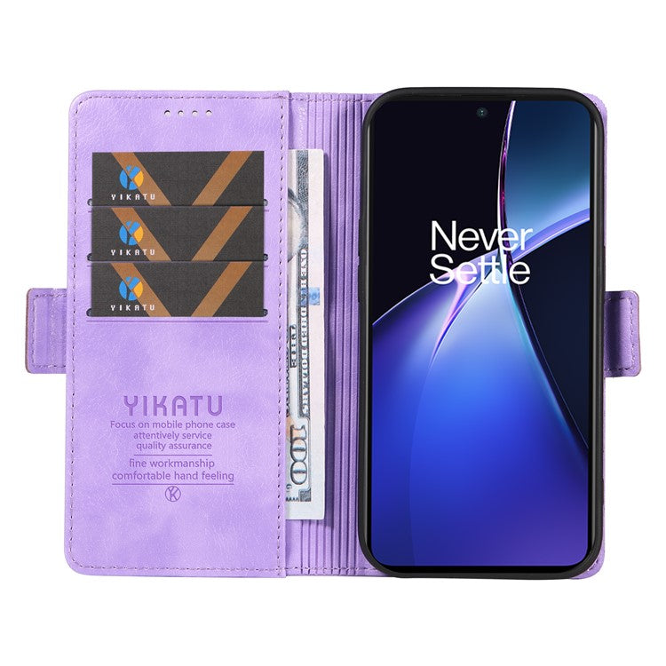 YIKATU YK-007 For OnePlus Nord CE4 Lite 5G / Oppo K12x 5G (China) Wallet Case Litchi Grain Leather Phone Protective Cover - Purple