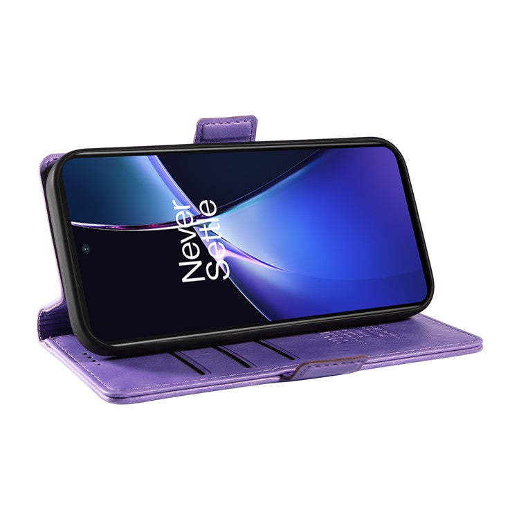YIKATU YK-007 For OnePlus Nord CE4 Lite 5G / Oppo K12x 5G (China) Wallet Case Litchi Grain Leather Phone Protective Cover - Purple