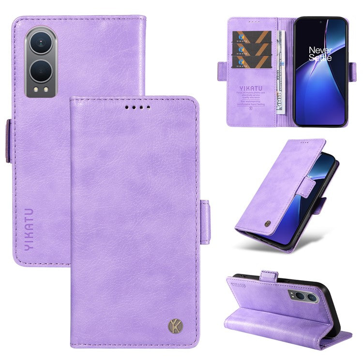 YIKATU YK-007 For OnePlus Nord CE4 Lite 5G / Oppo K12x 5G (China) Wallet Case Litchi Grain Leather Phone Protective Cover - Purple
