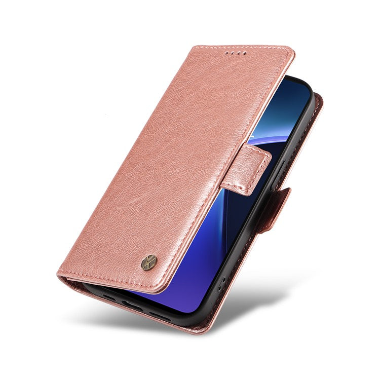 YIKATU YK-007 For OnePlus Nord CE4 Lite 5G / Oppo K12x 5G (China) Wallet Case Litchi Grain Leather Phone Protective Cover - Rose Gold