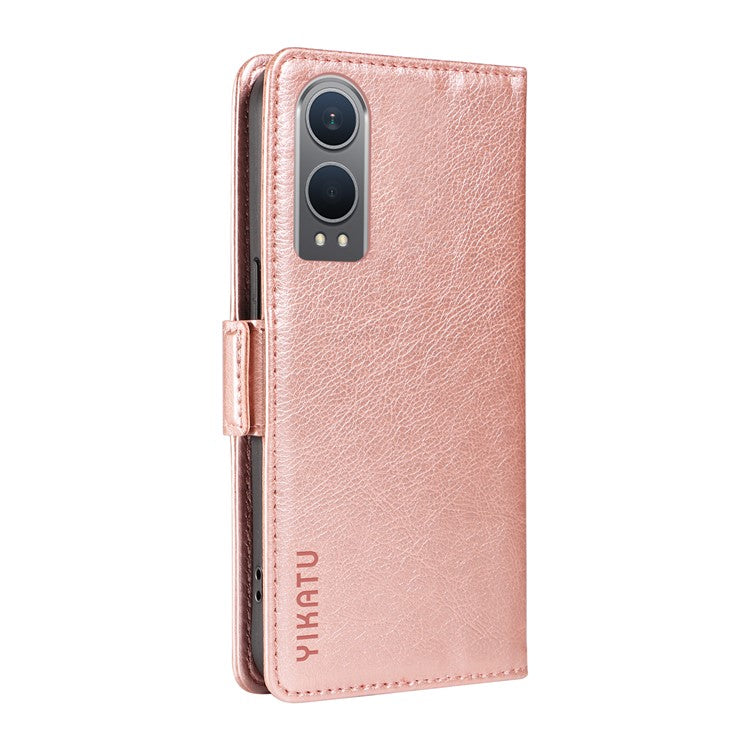 YIKATU YK-007 For OnePlus Nord CE4 Lite 5G / Oppo K12x 5G (China) Wallet Case Litchi Grain Leather Phone Protective Cover - Rose Gold