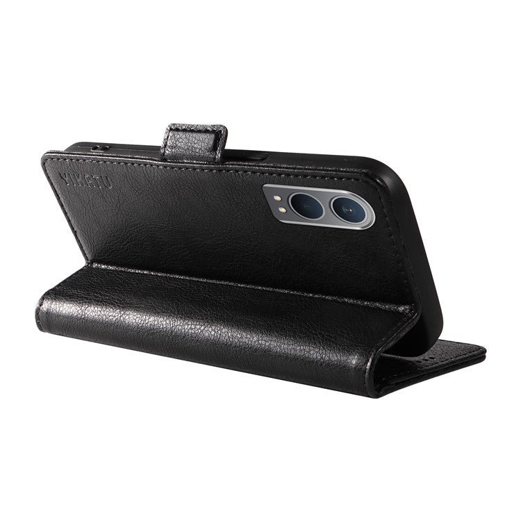 YIKATU YK-007 For OnePlus Nord CE4 Lite 5G / Oppo K12x 5G (China) Wallet Case Litchi Grain Leather Phone Protective Cover - Black