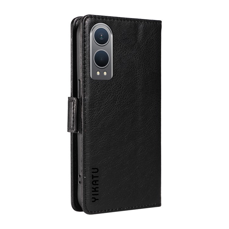 YIKATU YK-007 For OnePlus Nord CE4 Lite 5G / Oppo K12x 5G (China) Wallet Case Litchi Grain Leather Phone Protective Cover - Black