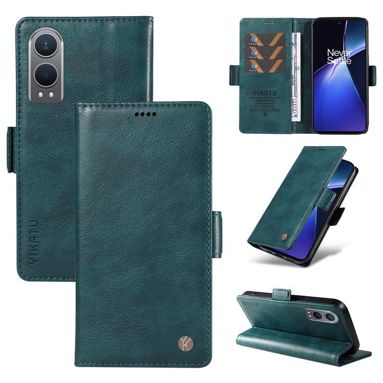 YIKATU YK-007 For OnePlus Nord CE4 Lite 5G / Oppo K12x 5G (China) Wallet Case Litchi Grain Leather Phone Protective Cover - Blue