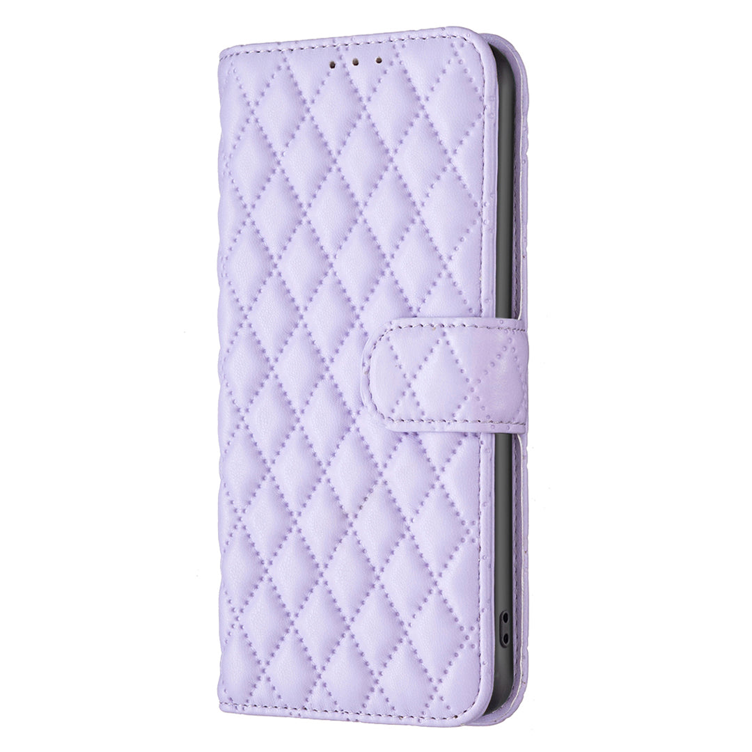 BINFEN COLOR BF Style-14 For Samsung Galaxy A06 Case PU Leather Rhombus Phone Cover - Purple