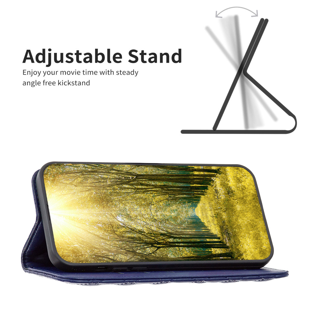 BINFEN COLOR BF Style-16 For Samsung Galaxy A06 Case Card Slots Rhombus Leather Cover - Blue